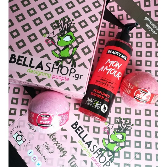 BELLABOX - Valentines by Beauty Jar /3 - 1 Shower Gel "Mon Amour" 250ml & 2 Bath Bomb "Lady In Pink" & "Sex Bomb" 150gr