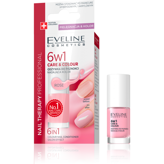EVELINE Nail Therapy 6 in 1 Care & Colour - Rose 5m