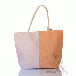 Τσάντα Θαλάσσης υφασμάτινη shimmer,ροζ με πορτοκαλί