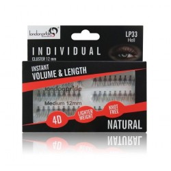 LONDON PRIDE Individual Instant Volume & Length Natural Lashes 4D - Hell Medium  (Cluster 12mm)